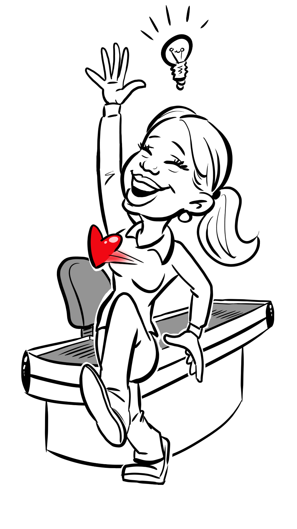 Enthousiaste vrouw cartoon